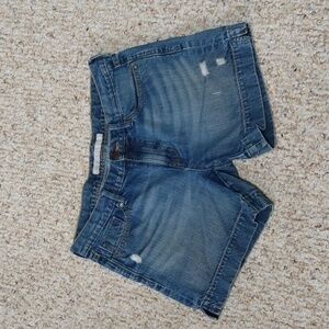 Distressed Jean Shorts Mid Rise